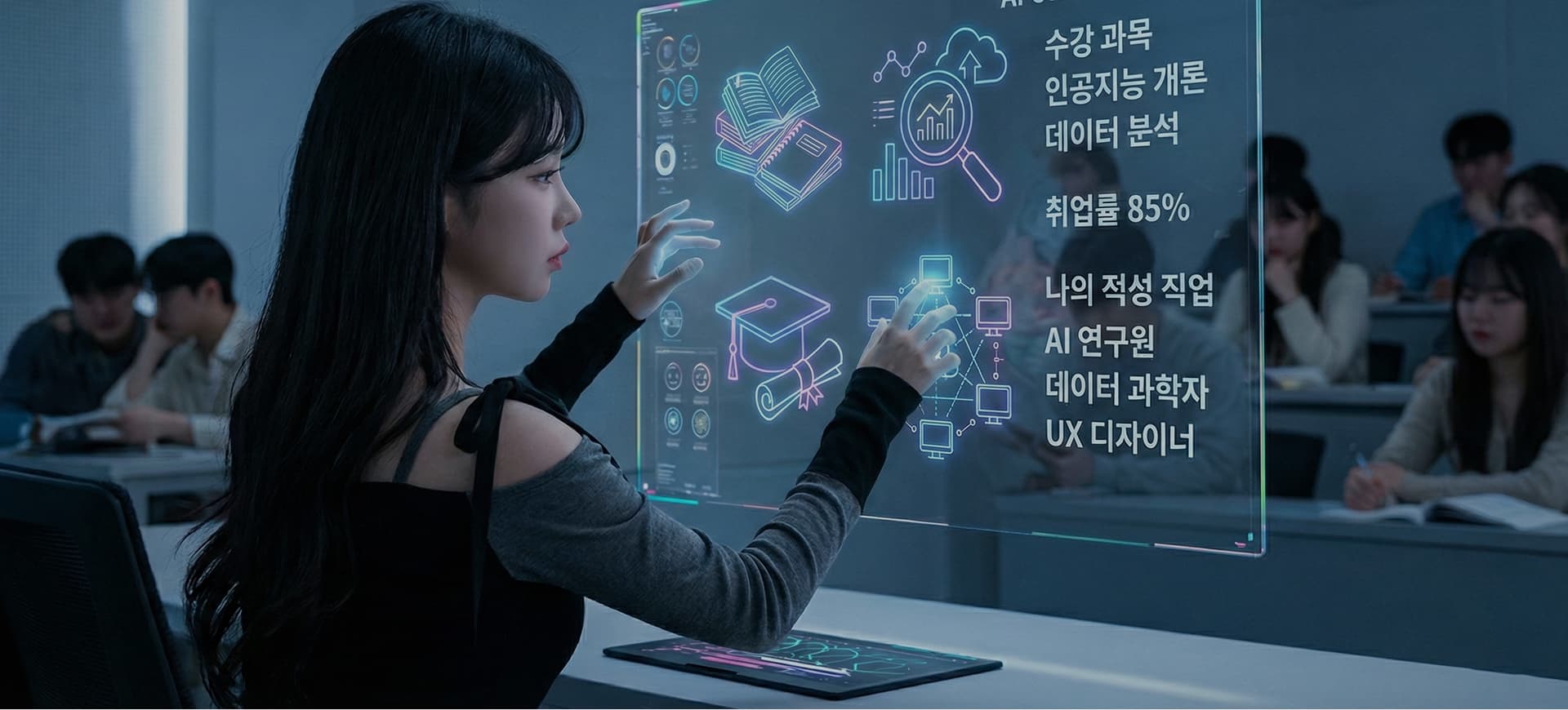 AI 기반 교육 과정을 탐색하는 메인 비주얼